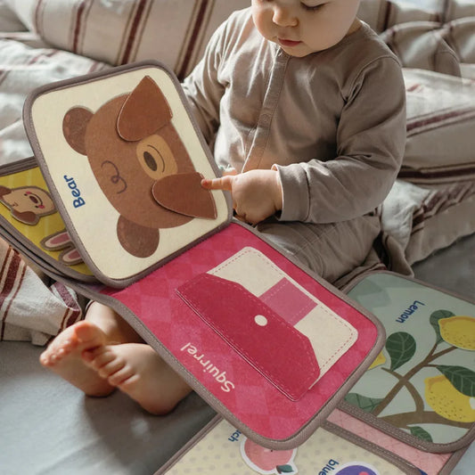 DSaveU™ Montessori Busy Book Baby Early Education Book, Puzzle Toy, Animal Cognitive Fabric Book, Repeated Paste Book & Sensory toys