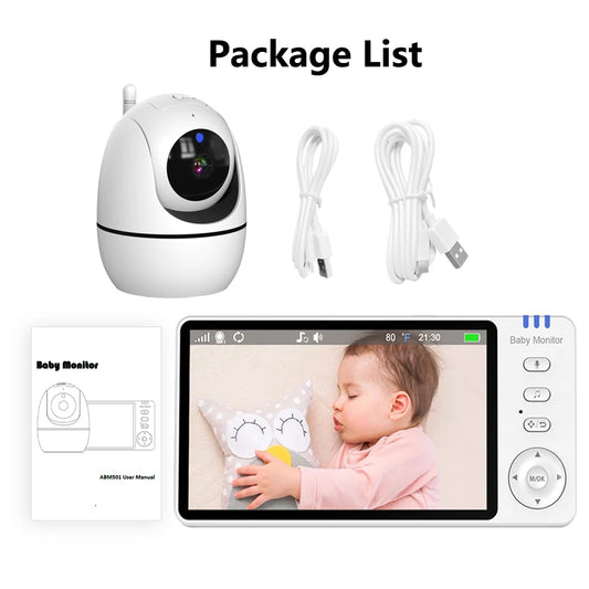 DSaveU™ Video Baby Monitor Night Vision Security PTZ 5'' Cam 3500mAh Battery Nanny 2 Way Audio Talk Surveillance Cam With Temperature