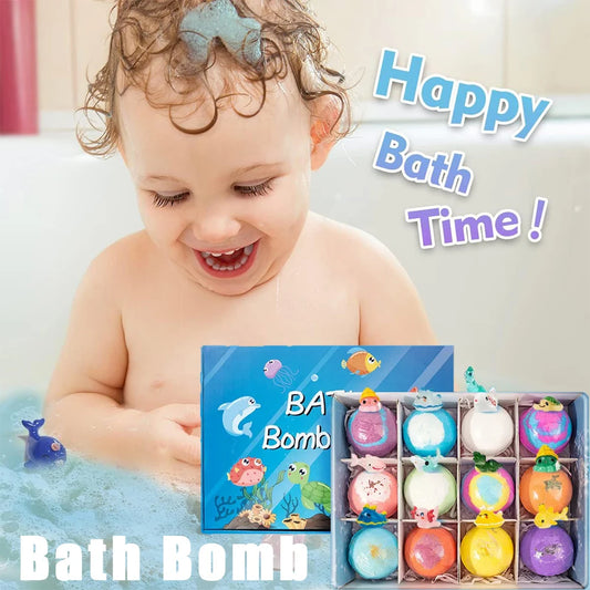 DSaveU™ Kids Ocean Bath Salt Set with Surprise Toys Inside 12 Pack Organic Safe Bubble Baths Salt